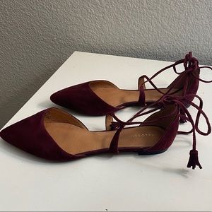 Halogen Oliver Ankle Wrap Flat - Burgundy Suede